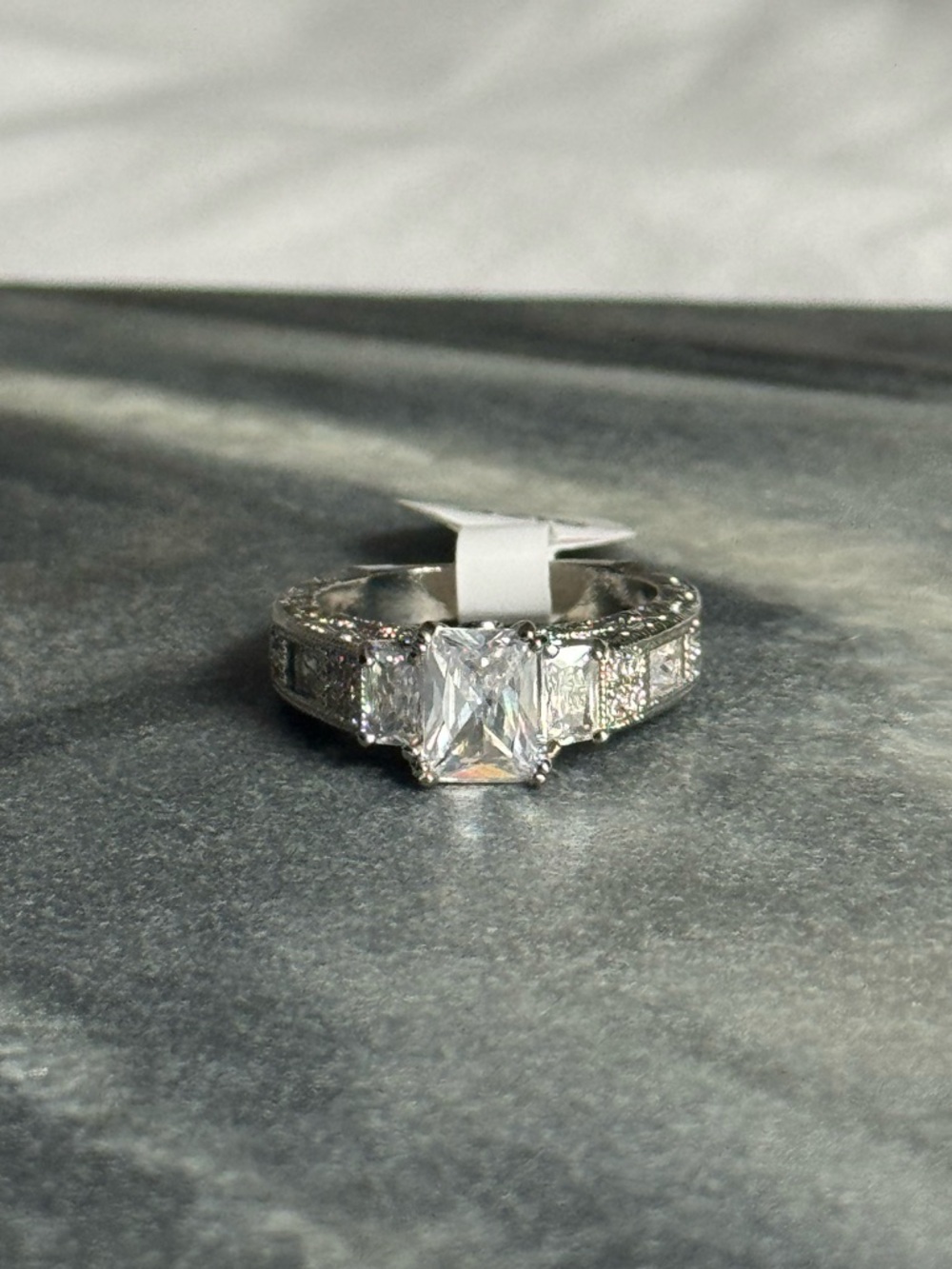 Beautiful Silver-Tone Cubic Zirconia Ring *size 9*